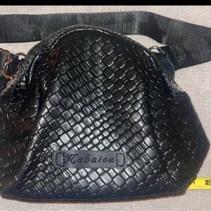 Black Woven Crossbody Bag